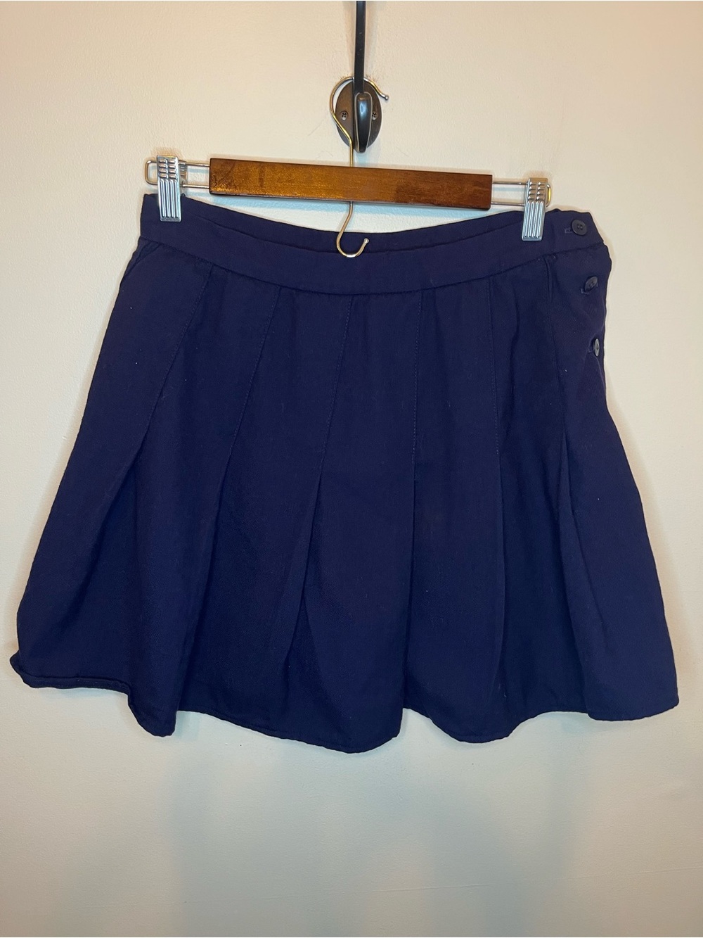 L.L. Bean Women's 100% Blue Wool Pleated Skirt Size 14 Academia Preppy Classic